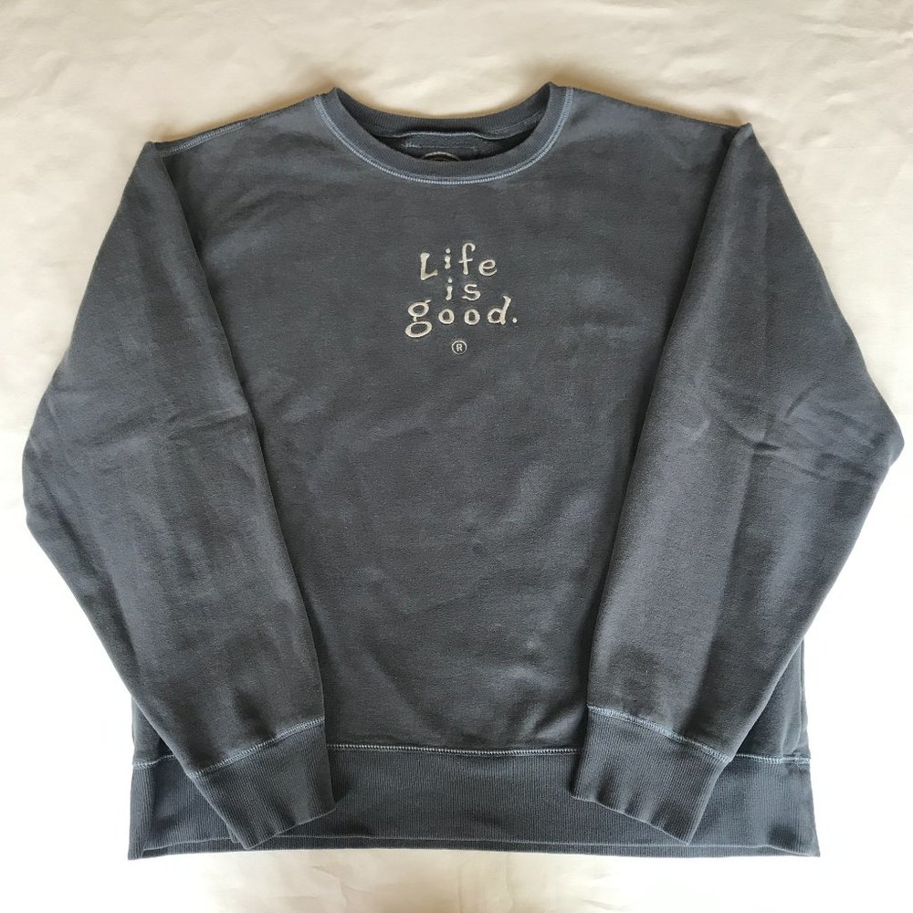 Life Is Good Crewneck Sweatshirt Blue Men's L